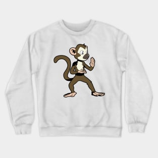 Cartoon squirrel monkey does karate Crewneck Sweatshirt